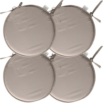 Textile Home stoelkussens - 4x - grijs - D40 x H3 cm - voor binnen - rond