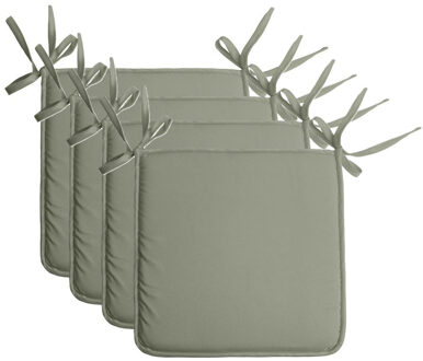 Textile Home stoelkussens - 4x - groen - 38 x 38 x 3 cm - voor binnen - vierkant