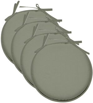 Textile Home stoelkussens - 4x - groen - D40 x H3 cm - voor binnen - rond