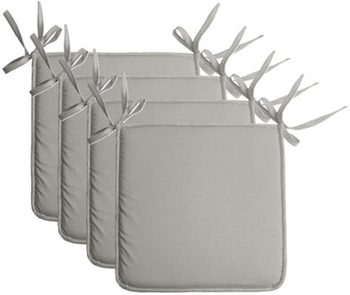 Textile Home stoelkussens - 4x - lichtgrijs - 38 x 38 x 3 cm - voor binnen - vierkant