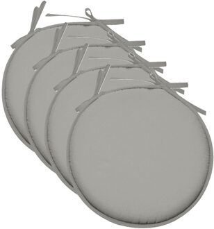 Textile Home stoelkussens - 4x - lichtgrijs - D40 x H3 cm - voor binnen - rond