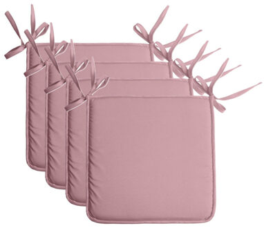 Textile Home stoelkussens - 4x - oud roze - 38 x 38 x 3 cm - voor binnen - vierkant
