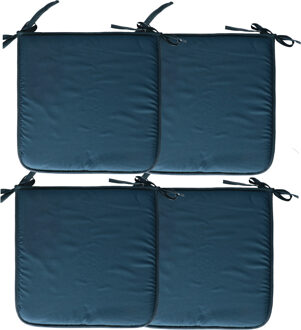 Textile Home stoelkussens - 4x - petrol petrol blauw - 38 x 38 x 3 cm - voor binnen - vierkant