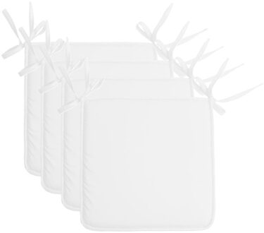 Textile Home stoelkussens - 4x - wit - 38 x 38 x 3 cm - voor binnen - vierkant