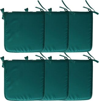 Textile Home stoelkussens - 6x - emerald groen - 38 x 38 x 3 cm - voor binnen - vierkant
