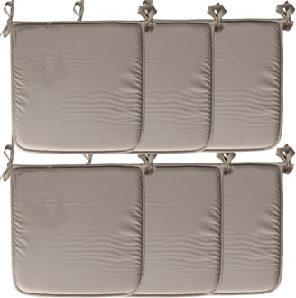 Textile Home stoelkussens - 6x - grijs - 38 x 38 x 3 cm - voor binnen - vierkant