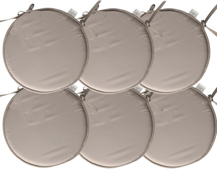 Textile Home stoelkussens - 6x - grijs - D40 x H3 cm - voor binnen - rond