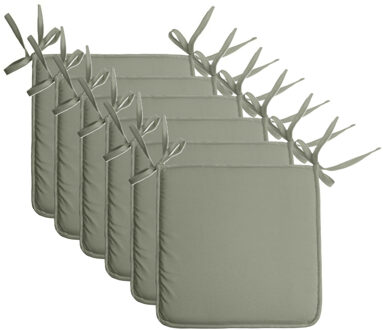 Textile Home stoelkussens - 6x - groen - 38 x 38 x 3 cm - voor binnen - vierkant