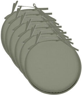 Textile Home stoelkussens - 6x - groen - D40 x H3 cm - voor binnen - rond