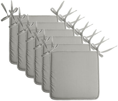 Textile Home stoelkussens - 6x - lichtgrijs - 38 x 38 x 3 cm - voor binnen - vierkant