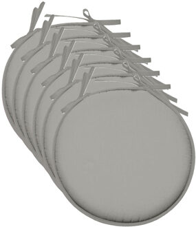 Textile Home stoelkussens - 6x - lichtgrijs - D40 x H3 cm - voor binnen - rond