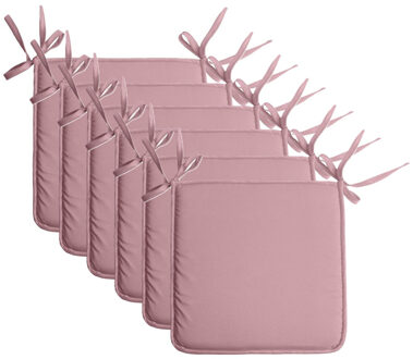 Textile Home stoelkussens - 6x - oud roze - 38 x 38 x 3 cm - voor binnen - vierkant
