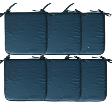 Textile Home stoelkussens - 6x - petrol petrol blauw - 38 x 38 x 3 cm - voor binnen - vierkant