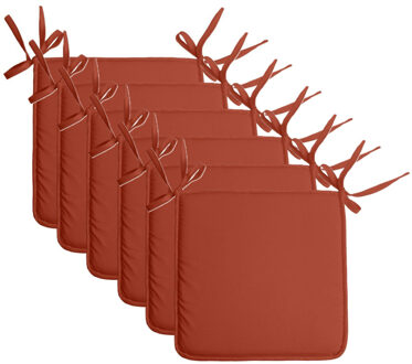 Textile Home stoelkussens - 6x - terracotta - 38 x 38 x 3 cm - voor binnen - vierkant