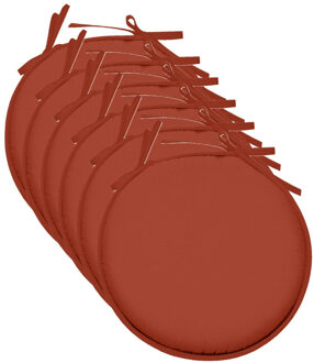 Textile Home stoelkussens - 6x - terracotta - D40 x H3 cm - voor binnen - rond
