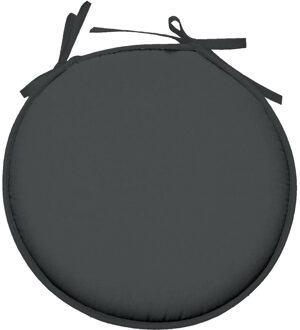 Textile Home stoelkussens - antraciet - D40 x H3 cm - voor binnen - rond