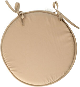 Textile Home stoelkussens - beige - D40 x H3 cm - voor binnen - rond