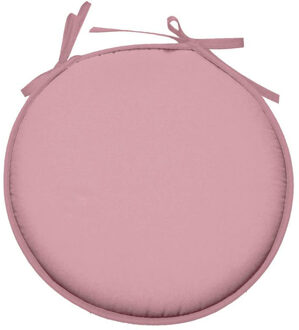 Textile Home stoelkussens - lichtroze - D40 x H3 cm - voor binnen - rond