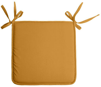 Textile Home stoelkussens - okergeel - 38 x 38 x 3 cm - voor binnen - vierkant