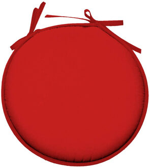 Textile Home stoelkussens - rood - D40 x H3 cm - voor binnen - rond