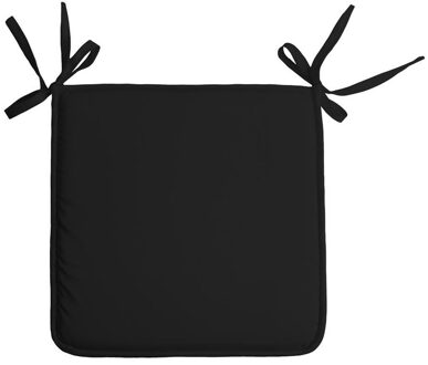 Textile Home stoelkussens - zwart - 38 x 38 x 3 cm - voor binnen - vierkant