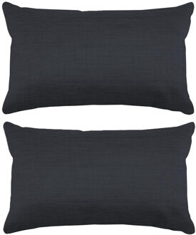 Textile sierkussen Bea - 2x - antraciet - 30 x 50 cm - bank kussens - polyester