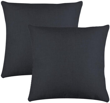 Textile sierkussen Bea - 2x - antraciet - 50 x 50 cm - bank kussens - polyester