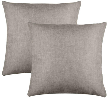 Textile sierkussen Bea - 2x - beige - 50 x 50 cm - bank kussens - polyester