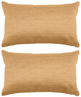 Textile sierkussen Bea - 2x - camel - 30 x 50 cm - bank kussens - polyester