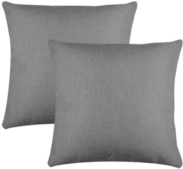 Textile sierkussen Bea - 2x - grijs - 50 x 50 cm - bank kussens - polyester