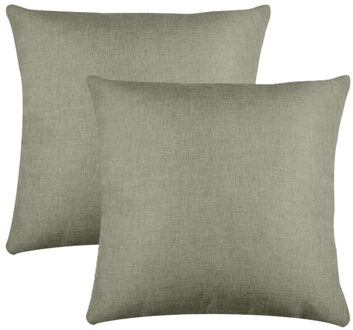 Textile sierkussen Bea - 2x - groen - 50 x 50 cm - bank kussens - polyester