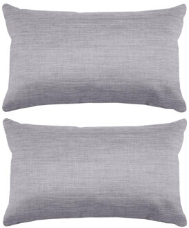 Textile sierkussen Bea - 2x - lichtgrijs - 30 x 50 cm - bank kussens - polyester