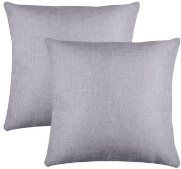 Textile sierkussen Bea - 2x - lichtgrijs - 50 x 50 cm - bank kussens - polyester