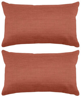Textile sierkussen Bea - 2x - terracotta - 30 x 50 cm - bank kussens - polyester