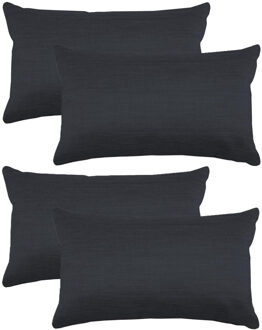 Textile sierkussen Bea - 4x - antraciet - 30 x 50 cm - bank kussens - polyester