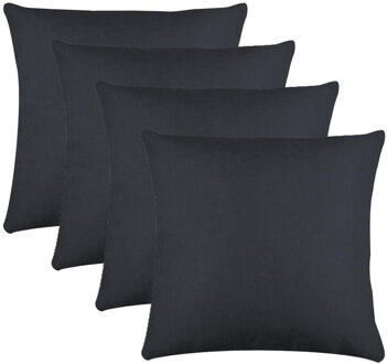 Textile sierkussen Bea - 4x - antraciet - 50 x 50 cm - bank kussens - polyester
