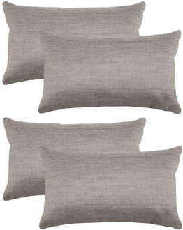 Textile sierkussen Bea - 4x - beige - 30 x 50 cm - bank kussens - polyester
