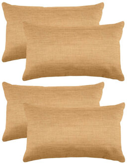 Textile sierkussen Bea - 4x - camel - 30 x 50 cm - bank kussens - polyester