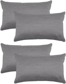 Textile sierkussen Bea - 4x - grijs - 30 x 50 cm - bank kussens - polyester
