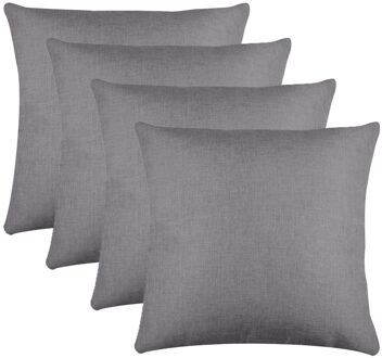 Textile sierkussen Bea - 4x - grijs - 50 x 50 cm - bank kussens - polyester