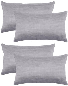Textile sierkussen Bea - 4x - lichtgrijs - 30 x 50 cm - bank kussens - polyester