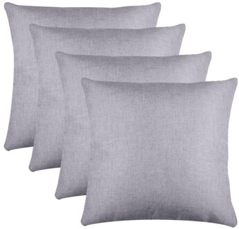 Textile sierkussen Bea - 4x - lichtgrijs - 50 x 50 cm - bank kussens - polyester