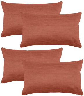 Textile sierkussen Bea - 4x - terracotta - 30 x 50 cm - bank kussens - polyester