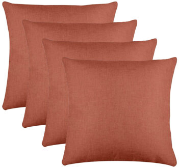 Textile sierkussen Bea - 4x - terracotta - 50 x 50 cm - bank kussens - polyester