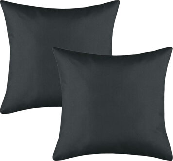 Textile sierkussen Hawaii - 2x - antraciet - 40 x 40 cm - bank kussens - polyester