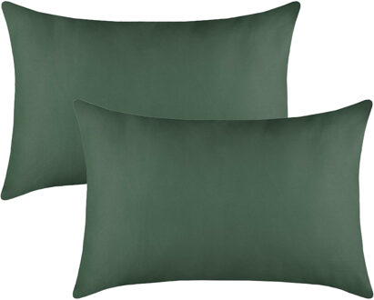 Textile sierkussen Hawaii - 2x - donkergroen - 40 x 60 cm - bank kussens - polyester