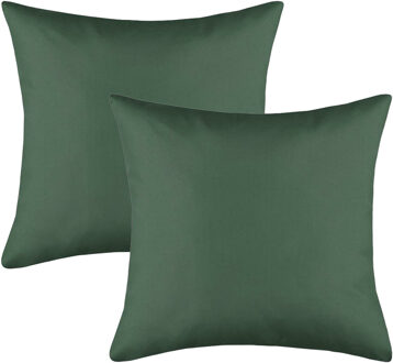 Textile sierkussen Hawaii - 4x - donkergroen - 40 x 40 cm - bank kussens - polyester