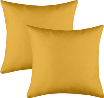 Textile sierkussen Hawaii - 4x - okergeel - 40 x 40 cm - bank kussens - polyester