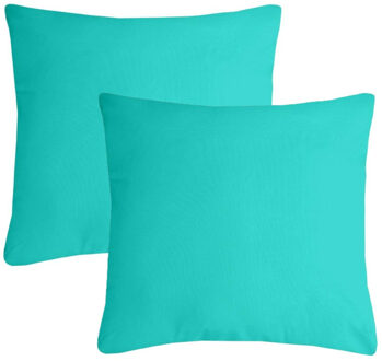 Textile sierkussen Nelson - 2x - aqua blauw - 60 x 60 cm - bank kussens - polyester
