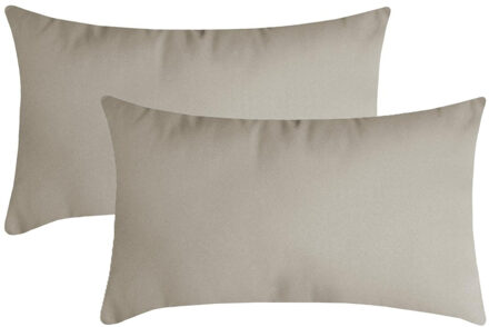 Textile sierkussen Nelson - 2x - beige - 30 x 50 cm - bank kussens - polyester